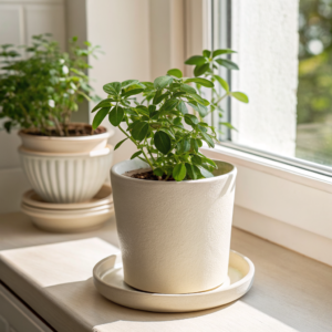 Keramische plantenpot met schotel, 22 cm - Cazero