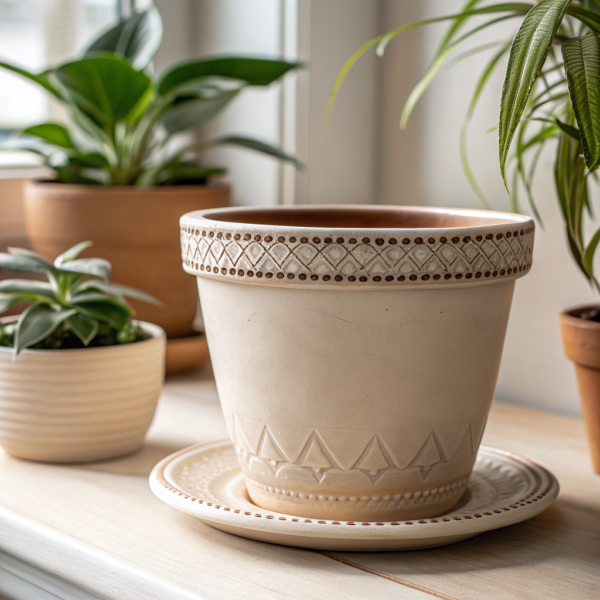 Keramische plantenpot met schotel, 22 cm - Cazero