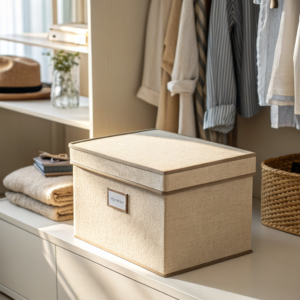 Opbergbox met deksel, gecoat linnen - Cazero