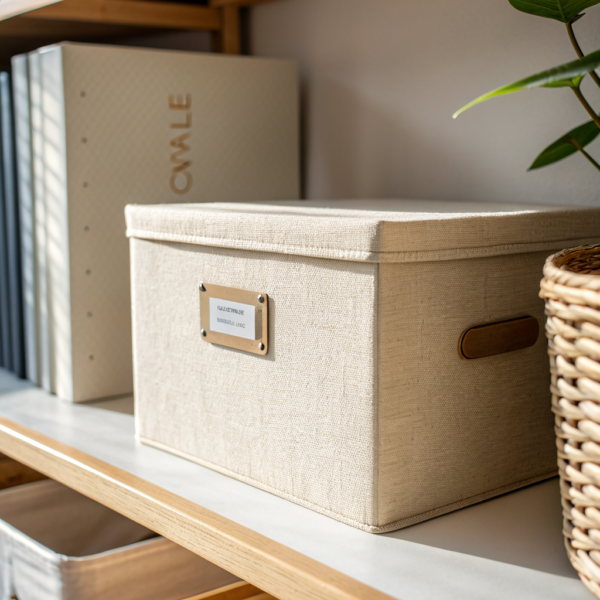 Opbergbox met deksel, gecoat linnen - Cazero