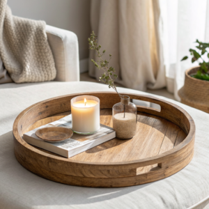 Rond dienblad van mangohout, 35 cm Rond dienblad van mangohout, 35 cm - Cazero