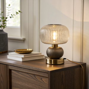 Tafellamp van geribbeld glas - Cazero
