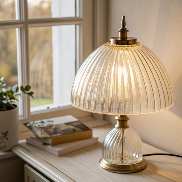 Tafellamp van geribbeld glas - Cazero