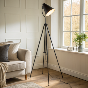 Vloerlamp met driepoot, zwart metaal - Cazero