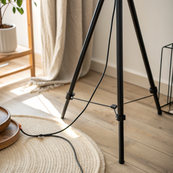 Vloerlamp met driepoot, zwart metaal - Cazero