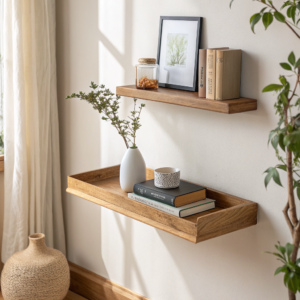 Zwevende wandplank van eiken, 60 cm - Cazero