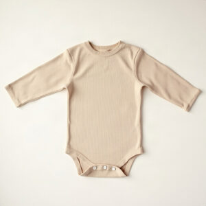 Rib body met lange mouw, havermout - Cazero