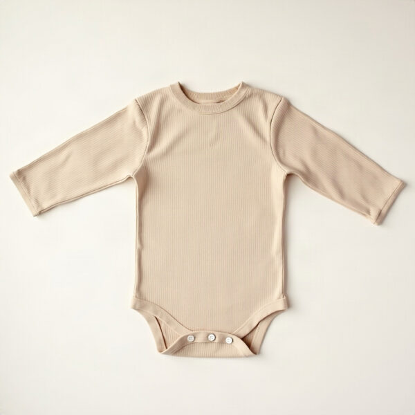 Rib body met lange mouw, havermout - Cazero